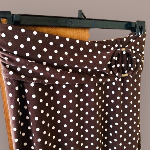 Brown and Cream Polka Dot Dress or Maxi skirt size Medium Petite - Picture 9 of 9